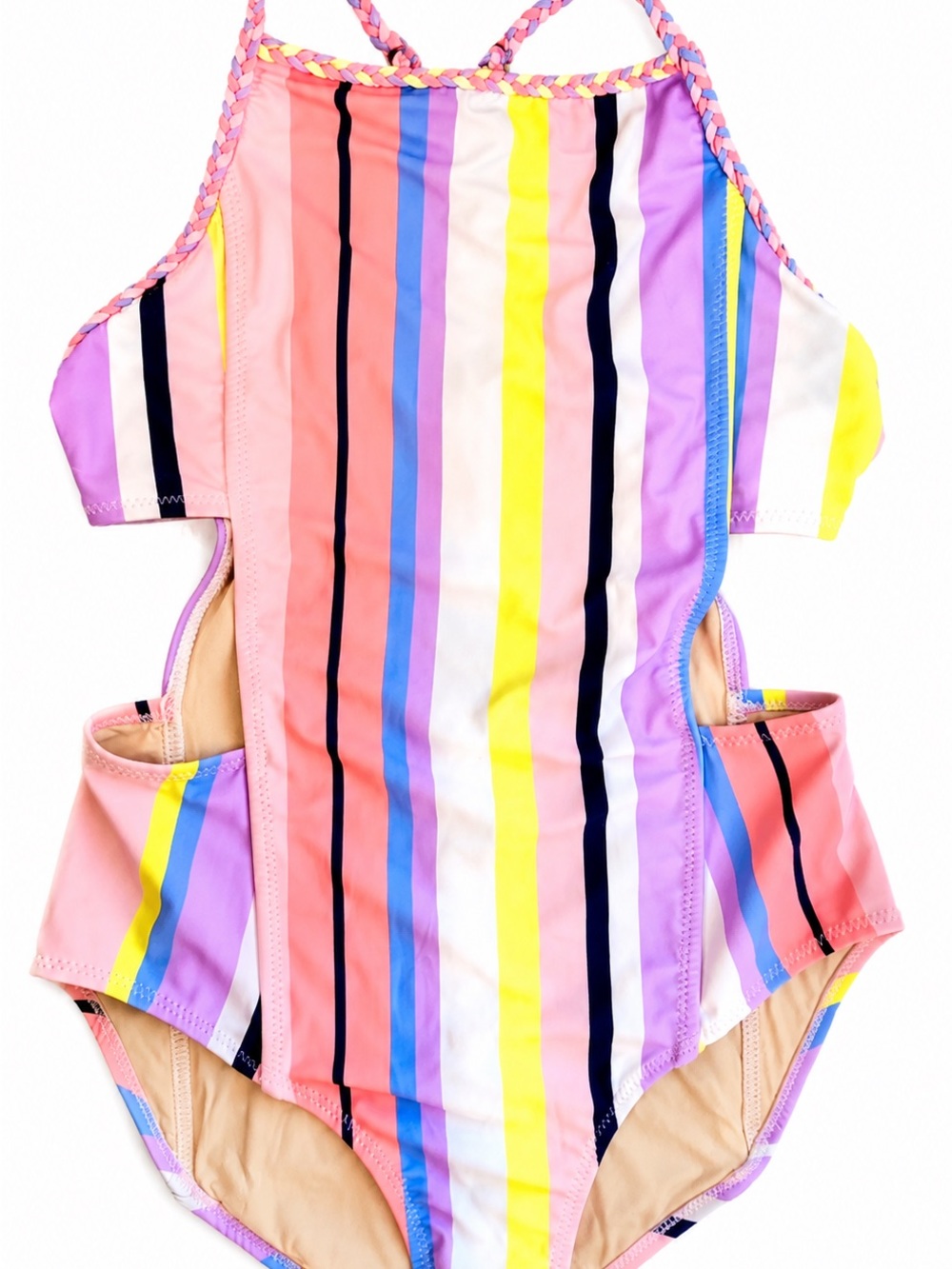 Shade Critters Girls' bright summer Stripe One-Piece Swimsuit Size 14 worn once